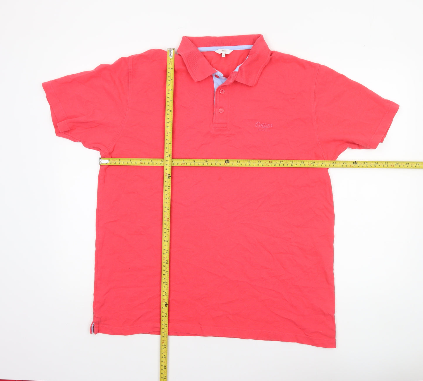 Cotton Traders Men's Red Polo Shirt Size L 100% Cotton Casual Top