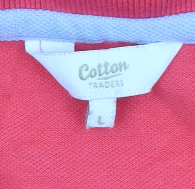 Cotton Traders Men's Red Polo Shirt Size L 100% Cotton Casual Top