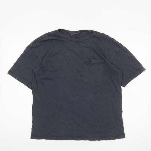 Zara Women Black Cotton Short Sleeve Basic T-Shirt Size S