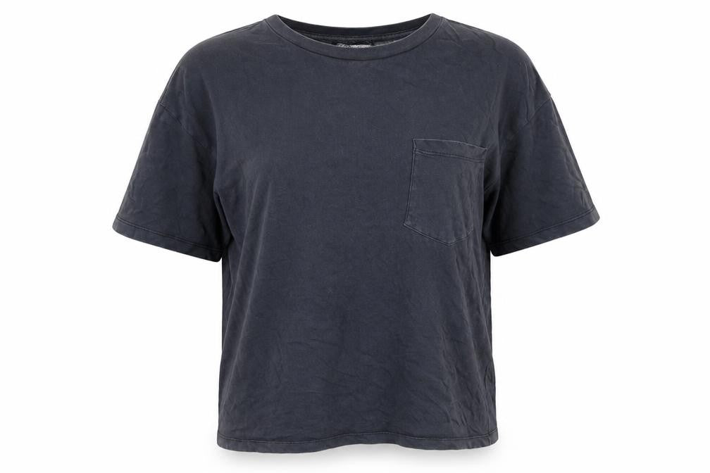 Front view of Zara Women Black Cotton Short Sleeve Basic T-Shirt, size S