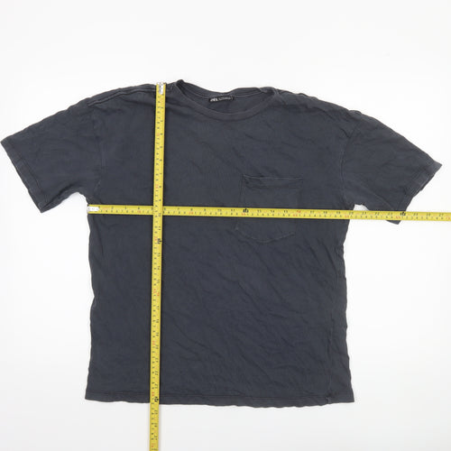 Zara Women Black Cotton Short Sleeve Basic T-Shirt Size S