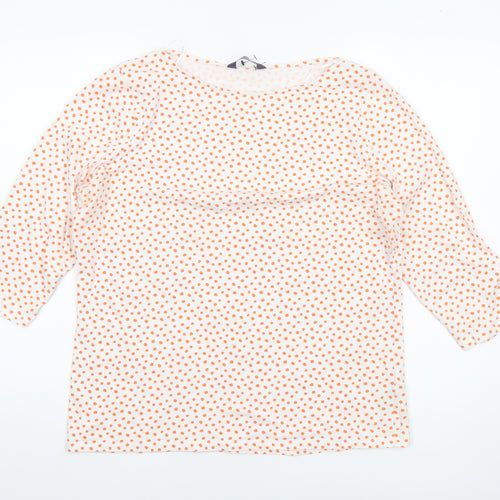 Marks and Spencer Women's White Orange Polka Dot 3/4 Sleeve T-Shirt Size 18