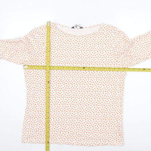 Marks and Spencer Women's White Orange Polka Dot 3/4 Sleeve T-Shirt Size 18
