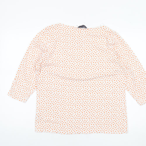 Marks and Spencer Women's White Orange Polka Dot 3/4 Sleeve T-Shirt Size 18
