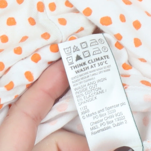 Marks and Spencer Women's White Orange Polka Dot 3/4 Sleeve T-Shirt Size 18