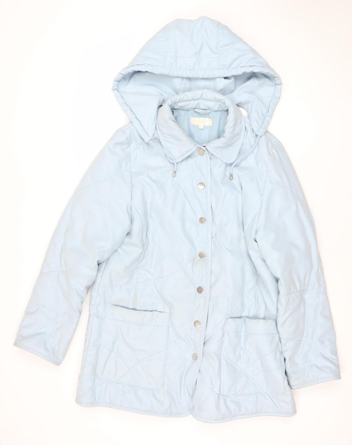 Marks and Spencer Women Soft Blue Hooded Mid-Length Puffer Jacket UK 16