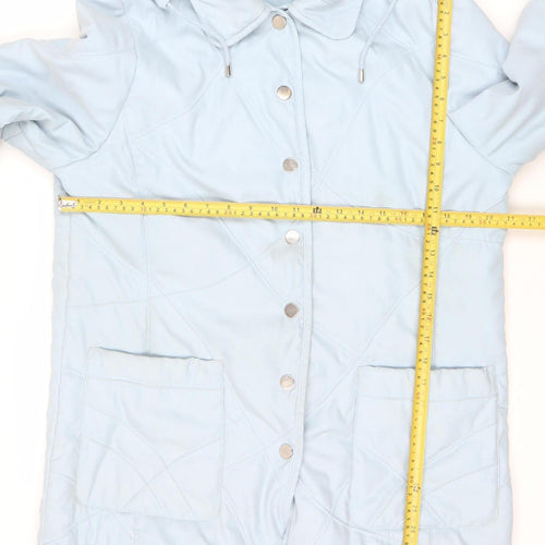 Marks and Spencer Women Soft Blue Hooded Mid-Length Puffer Jacket UK 16