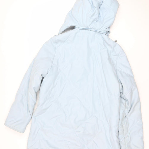 Marks and Spencer Women Soft Blue Hooded Mid-Length Puffer Jacket UK 16