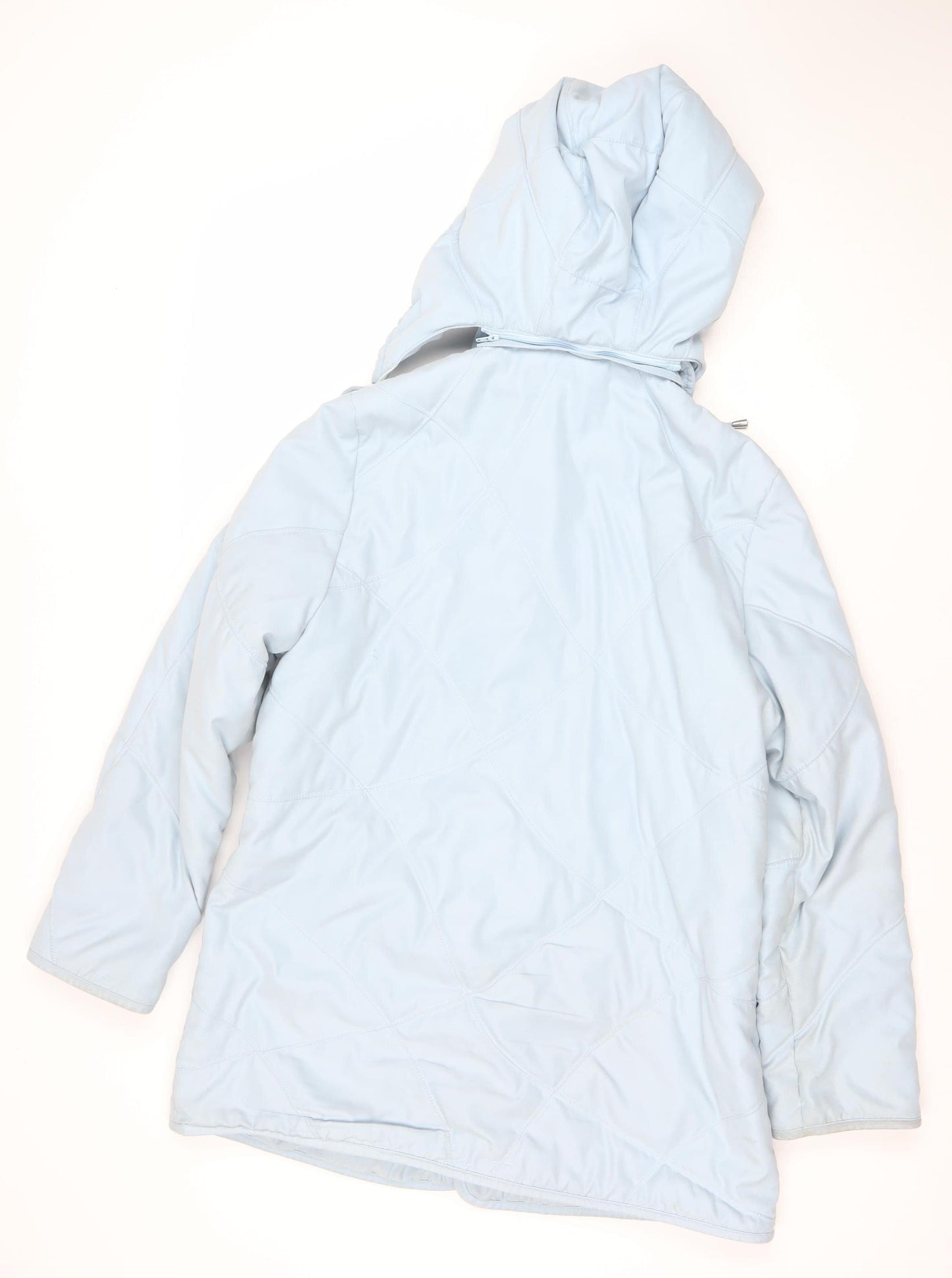 Marks and Spencer Women Soft Blue Hooded Mid-Length Puffer Jacket UK 16