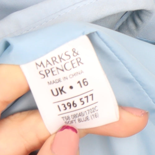 Marks and Spencer Women Soft Blue Hooded Mid-Length Puffer Jacket UK 16