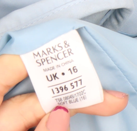 Marks and Spencer Women Soft Blue Hooded Mid-Length Puffer Jacket UK 16
