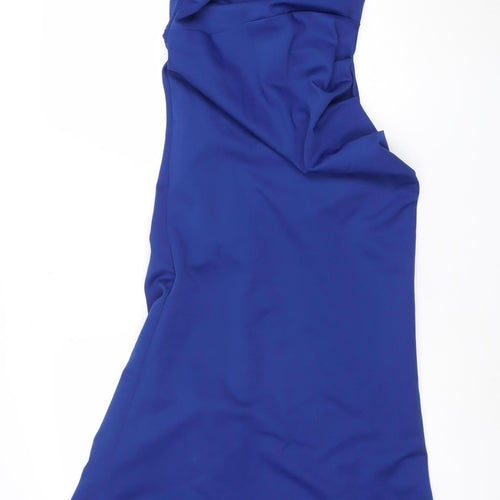 Kevan Jon Women’s Blue Mermaid Formal Dress Size 2 Sleeveless Ruched Zip