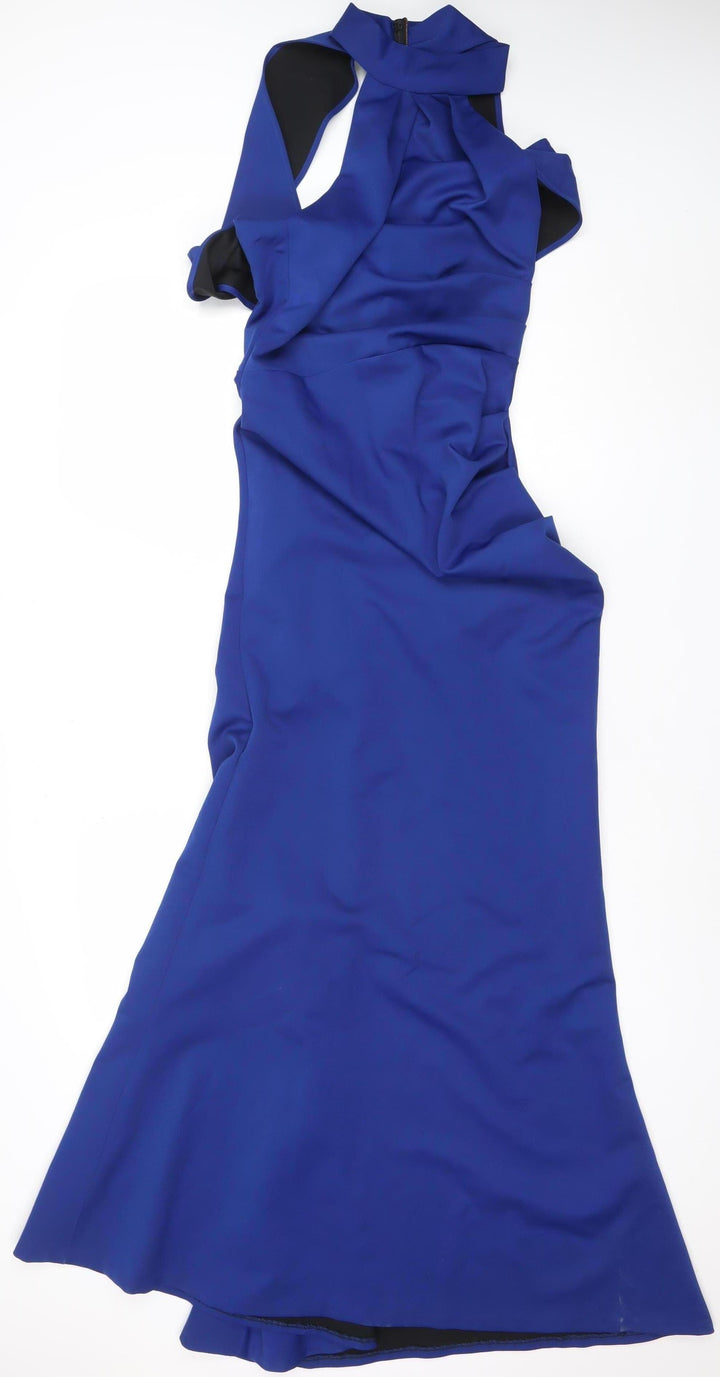 Kevan Jon Women’s Blue Mermaid Formal Dress Size 2 Sleeveless Ruched Zip