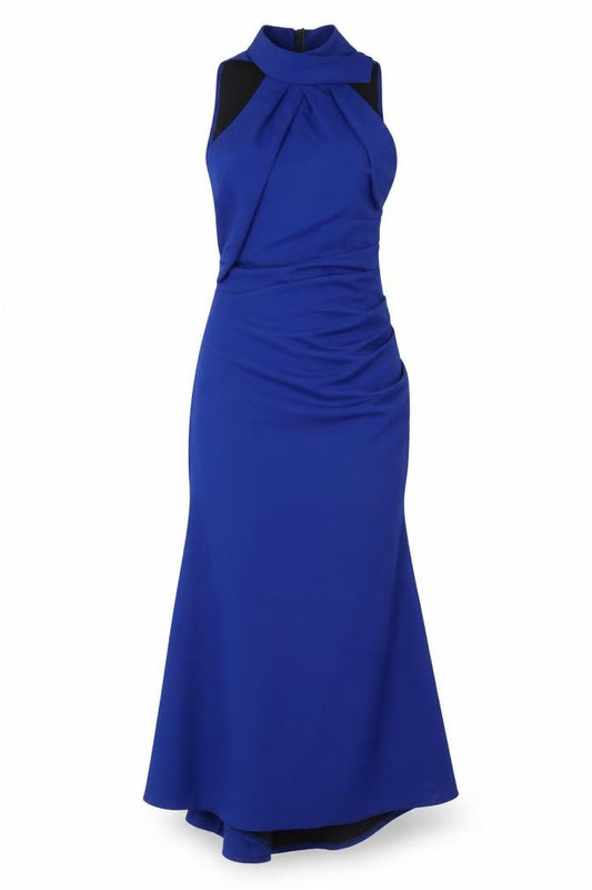 Kevan Jon Women’s Blue Mermaid Formal Dress Size 2 Sleeveless Ruched Zip