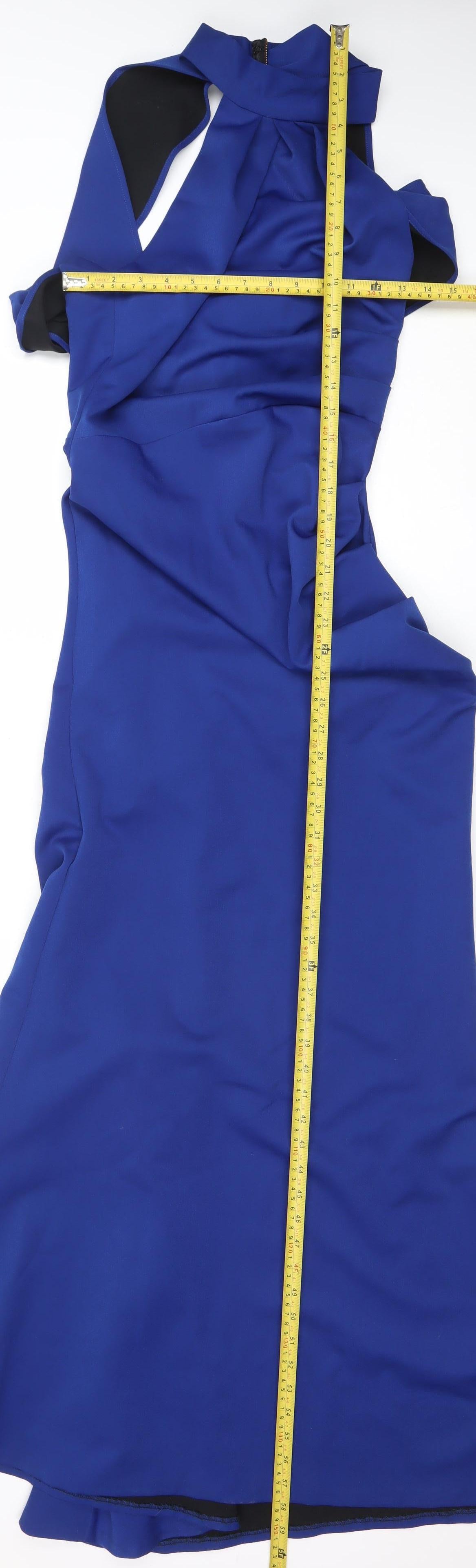 Kevan Jon Women’s Blue Mermaid Formal Dress Size 2 Sleeveless Ruched Zip