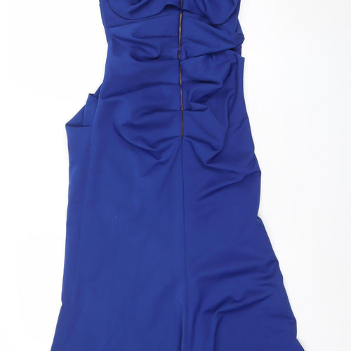 Kevan Jon Women’s Blue Mermaid Formal Dress Size 2 Sleeveless Ruched Zip