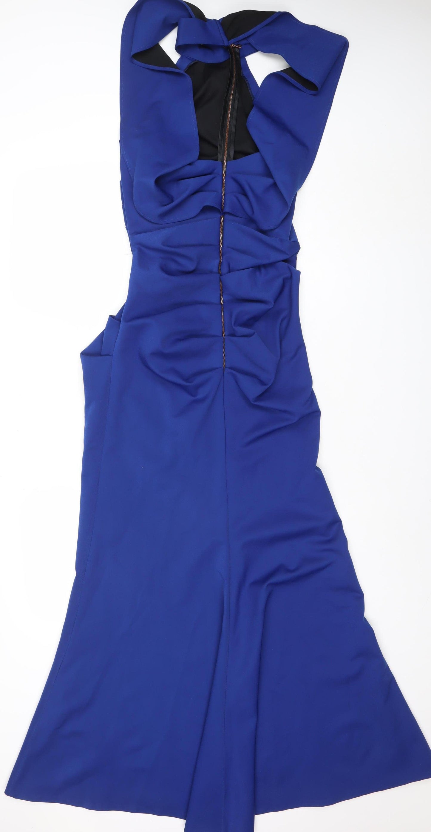 Kevan Jon Women’s Blue Mermaid Formal Dress Size 2 Sleeveless Ruched Zip