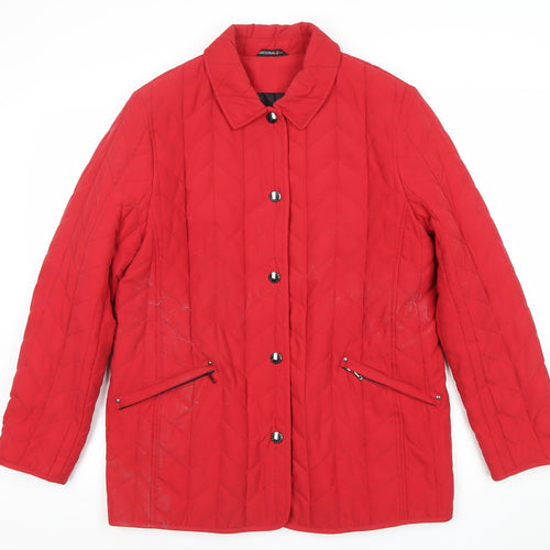 Concept K Womens Red Quilted Mid-Length Jacket Size 12
