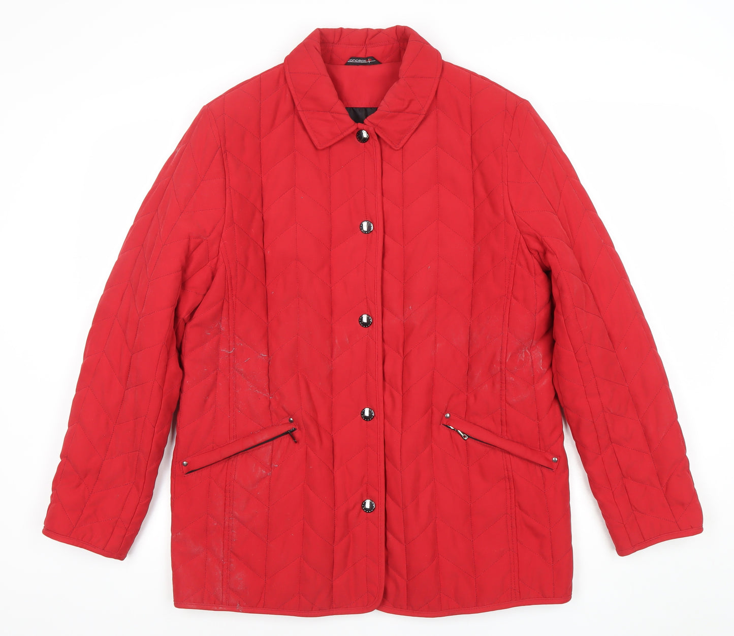 Concept K Womens Red Quilted Mid-Length Jacket Size 12