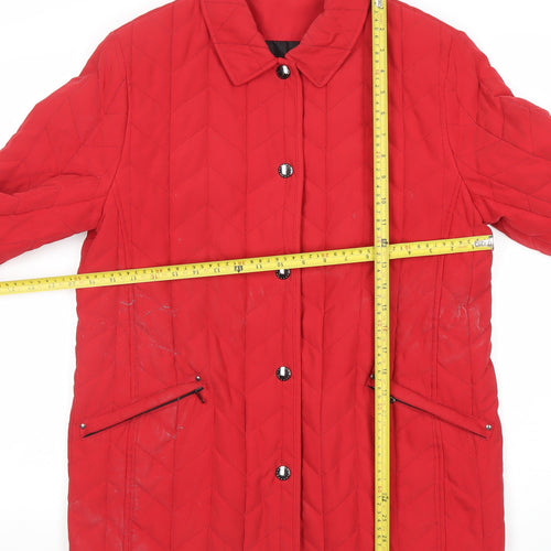 Concept K Womens Red Quilted Mid-Length Jacket Size 12