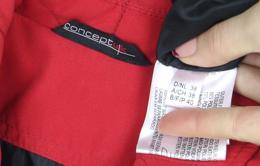Concept K Womens Red Quilted Mid-Length Jacket Size 12