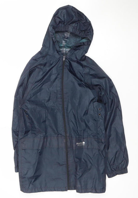 Regatta Boys Blue Hooded Rain Coat 11-12 Years Waterproof Jacket