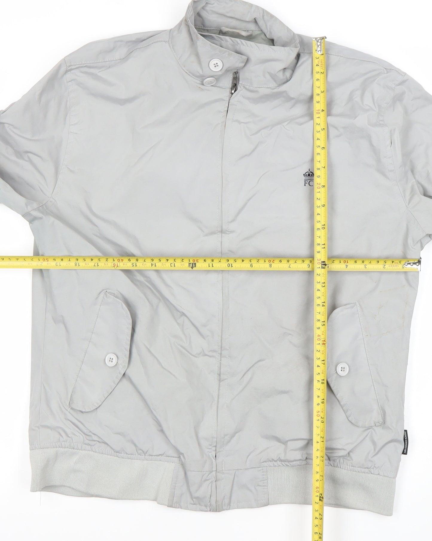 French Connection Men's Grey 2XL Bomber Jacket Lightweight Zip-Up