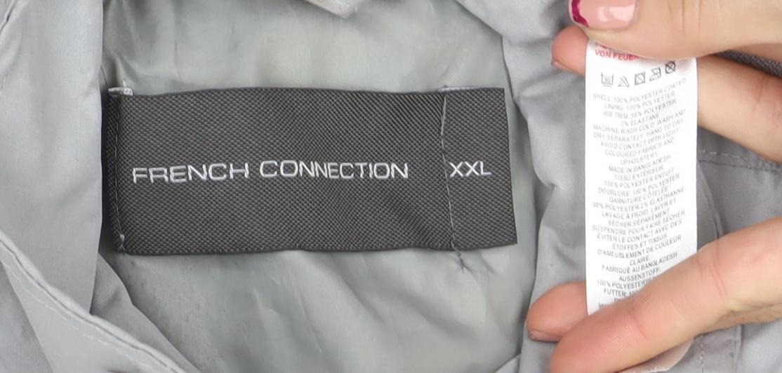 French Connection Men's Grey 2XL Bomber Jacket Lightweight Zip-Up