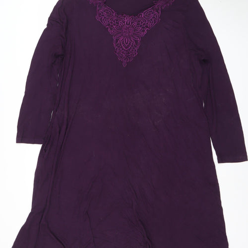 Together Women Purple Viscose Long Sleeve Knee Length Shift Dress UK 20