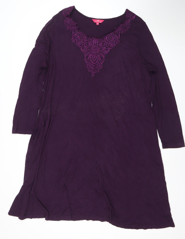 Together Women Purple Viscose Long Sleeve Knee Length Shift Dress UK 20