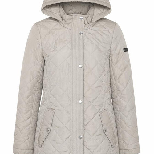 DKNY Womens Beige Quilted Hooded Mid-Length Coat XS