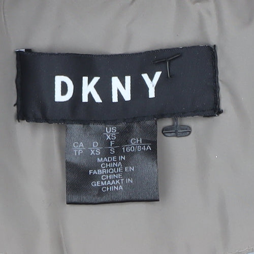 DKNY Womens Beige Quilted Hooded Mid-Length Coat XS