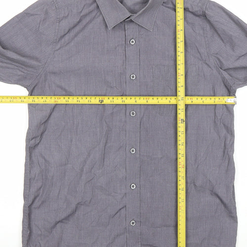 DUNNES STORES Boys Grey Button-Up Long Sleeve Shirt 13-14 Years Classic Fit