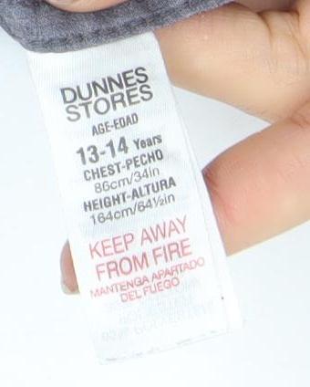 DUNNES STORES Boys Grey Button-Up Long Sleeve Shirt 13-14 Years Classic Fit