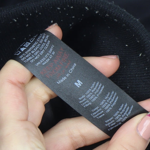 boohooMAN Men's Black Hooded Bomber Jacket Size M