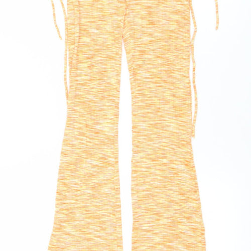 Bershka Women’s Orange Flared Trousers Size 8 Cotton Blend