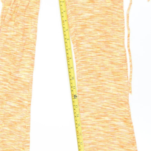 Bershka Women’s Orange Flared Trousers Size 8 Cotton Blend