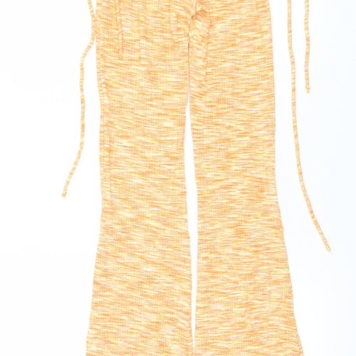 Bershka Women’s Orange Flared Trousers Size 8 Cotton Blend