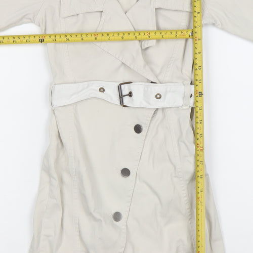 PrettyLittleThing Women’s Beige Trench Coat UK 6 Belted Cotton Blend