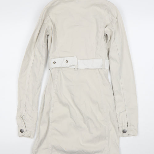 PrettyLittleThing Women’s Beige Trench Coat UK 6 Belted Cotton Blend