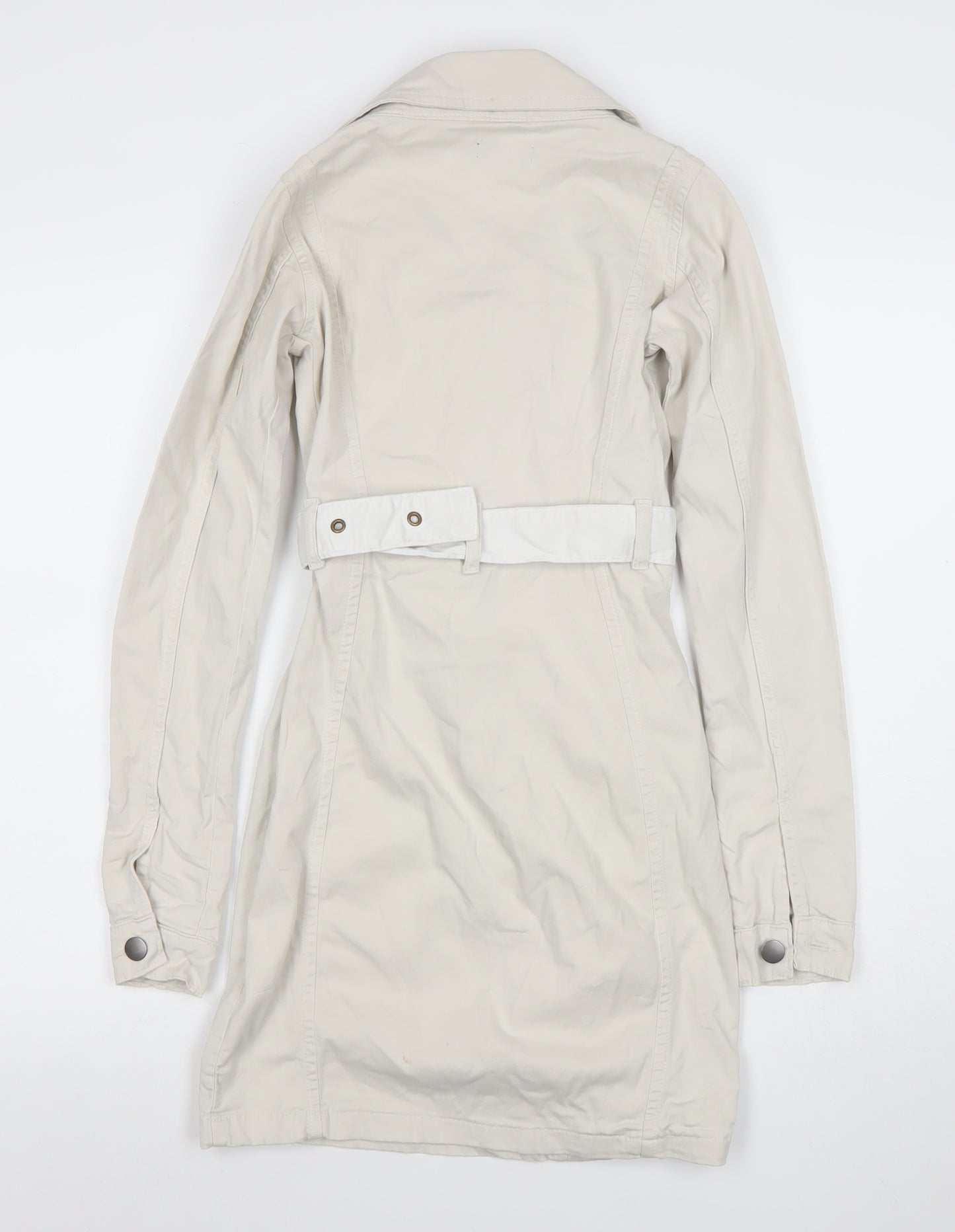 PrettyLittleThing Women’s Beige Trench Coat UK 6 Belted Cotton Blend