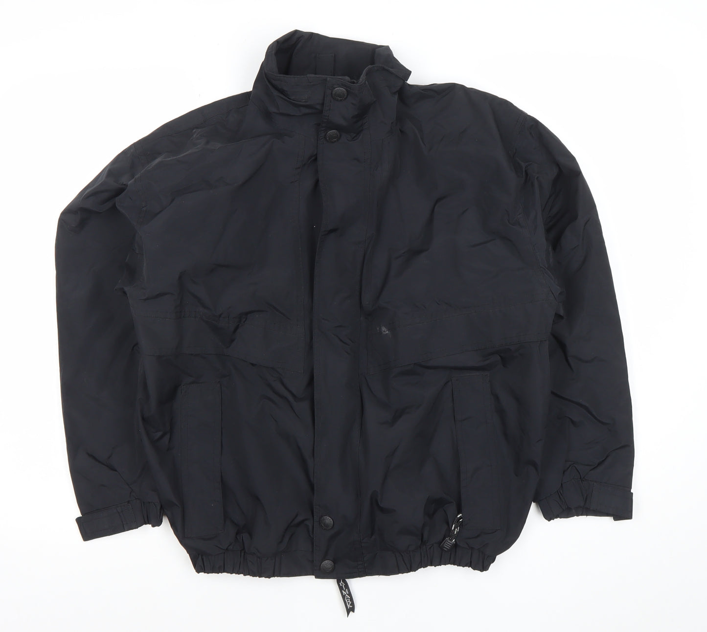 Trimark Boys Black Nylon Windbreaker Jacket Lined Zip Pockets Size L