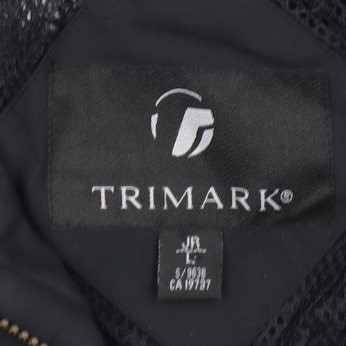 Trimark Boys Black Nylon Windbreaker Jacket Lined Zip Pockets Size L