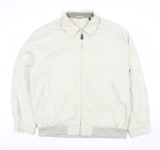 Massimo Dutti Men Beige L Bomber Jacket Lightweight Classic Zip Up