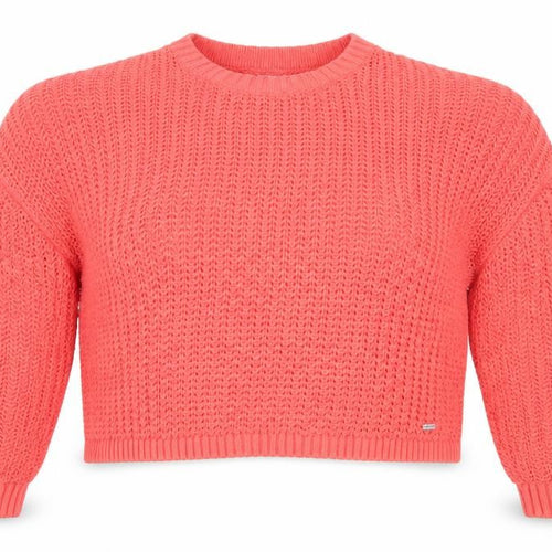 Hollister Women Pink XS Chunky Knit Cotton Blend Crew Neck Jumper