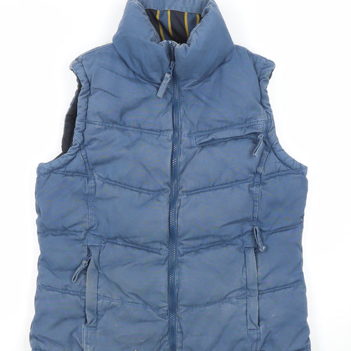 Joules Women Blue Puffer Waistcoat XS Lightweight Zip Gilet