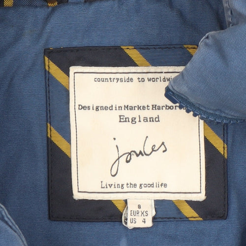 Joules Women Blue Puffer Waistcoat XS Lightweight Zip Gilet