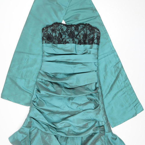 Sacha James Women’s Green Size 14 One Shoulder Lace Bodycon Dress