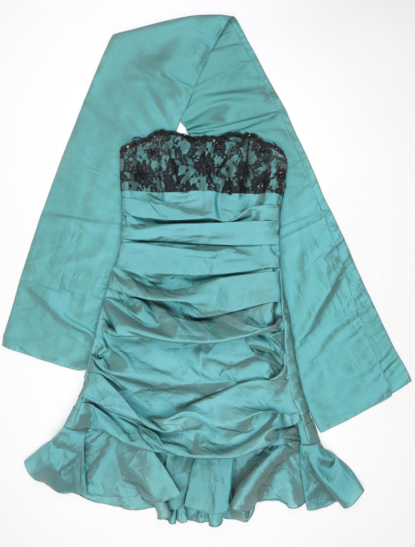 Sacha James Women’s Green Size 14 One Shoulder Lace Bodycon Dress