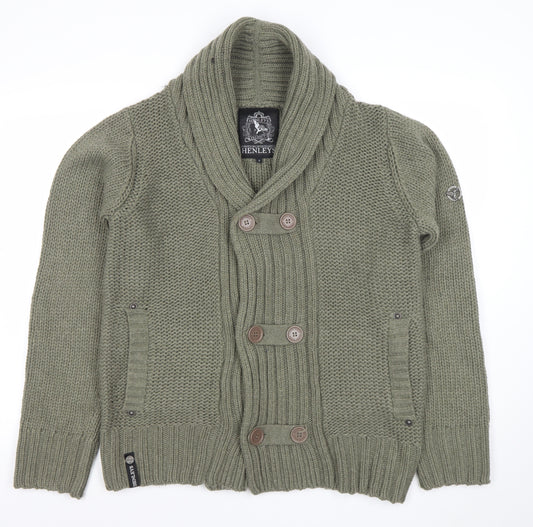 Henleys Men’s Green Chunky Knit Shawl Collar Cardigan Jumper M